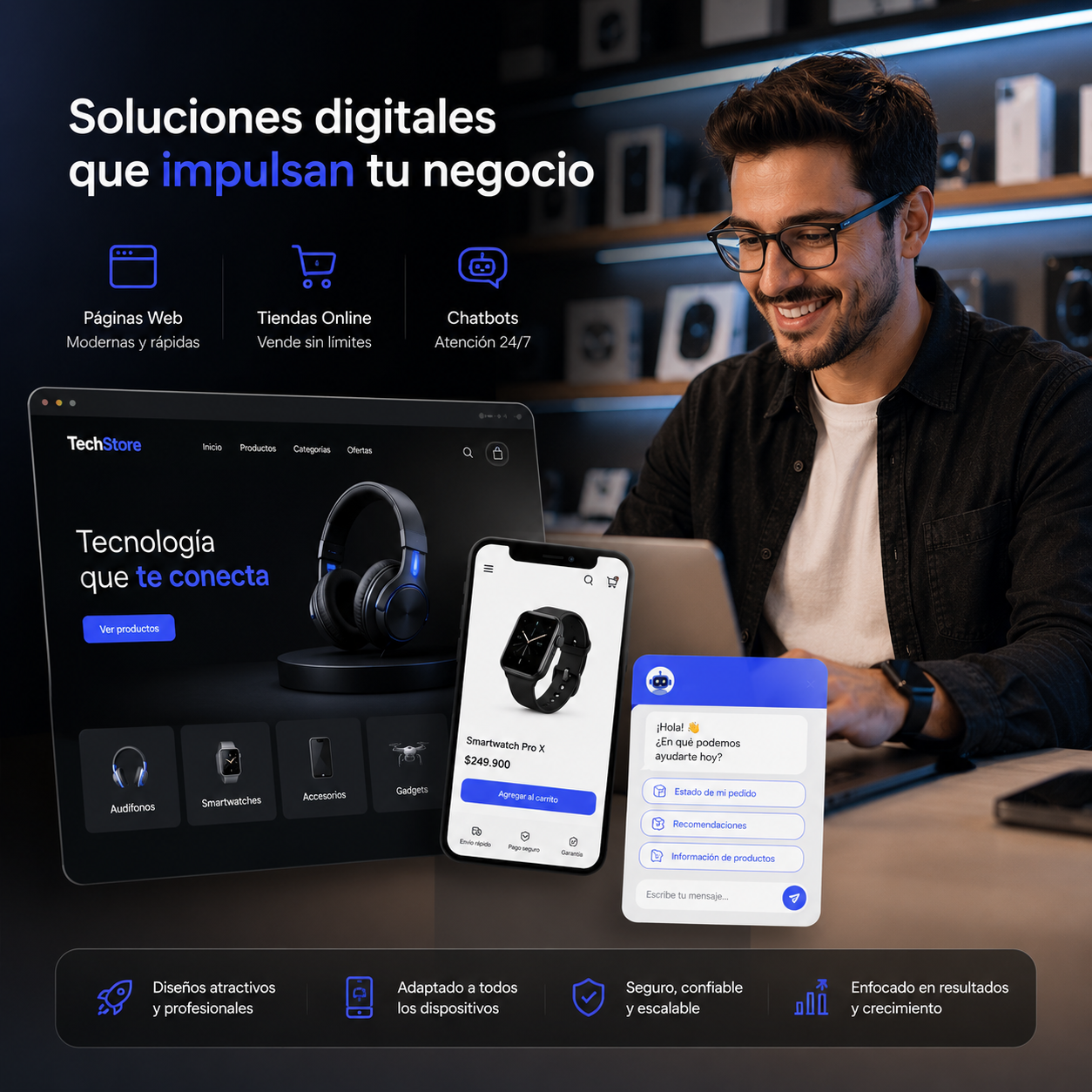 Diseño Web, Tiendas Online y Chatbots